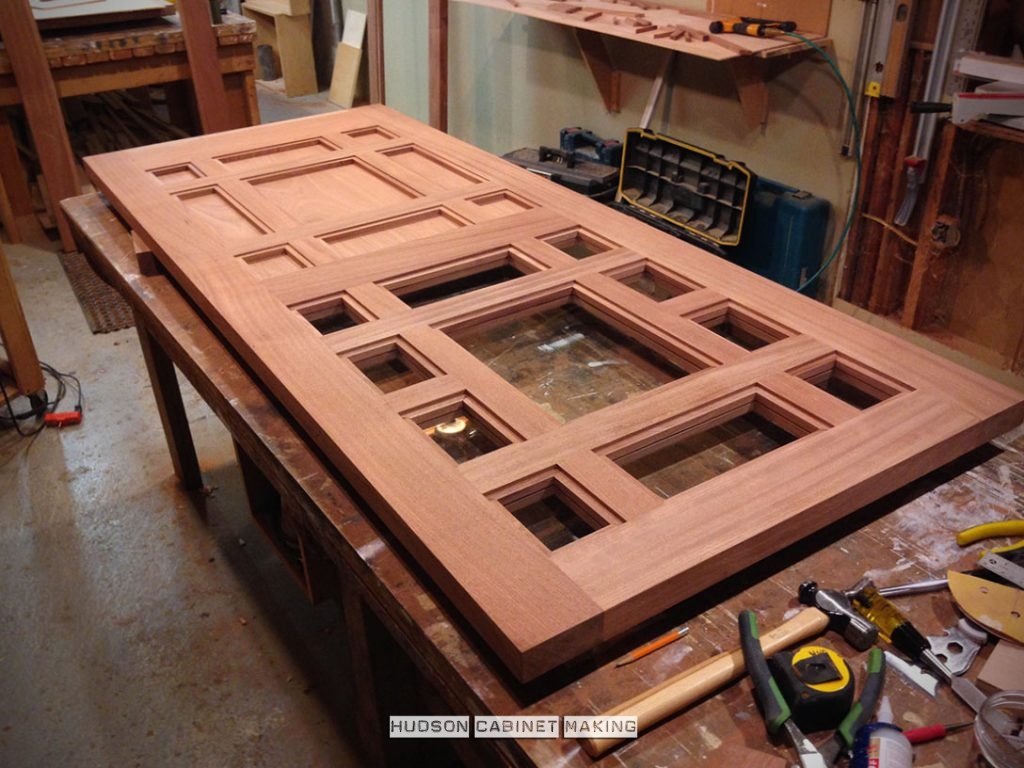 door panels of mahogany and glass