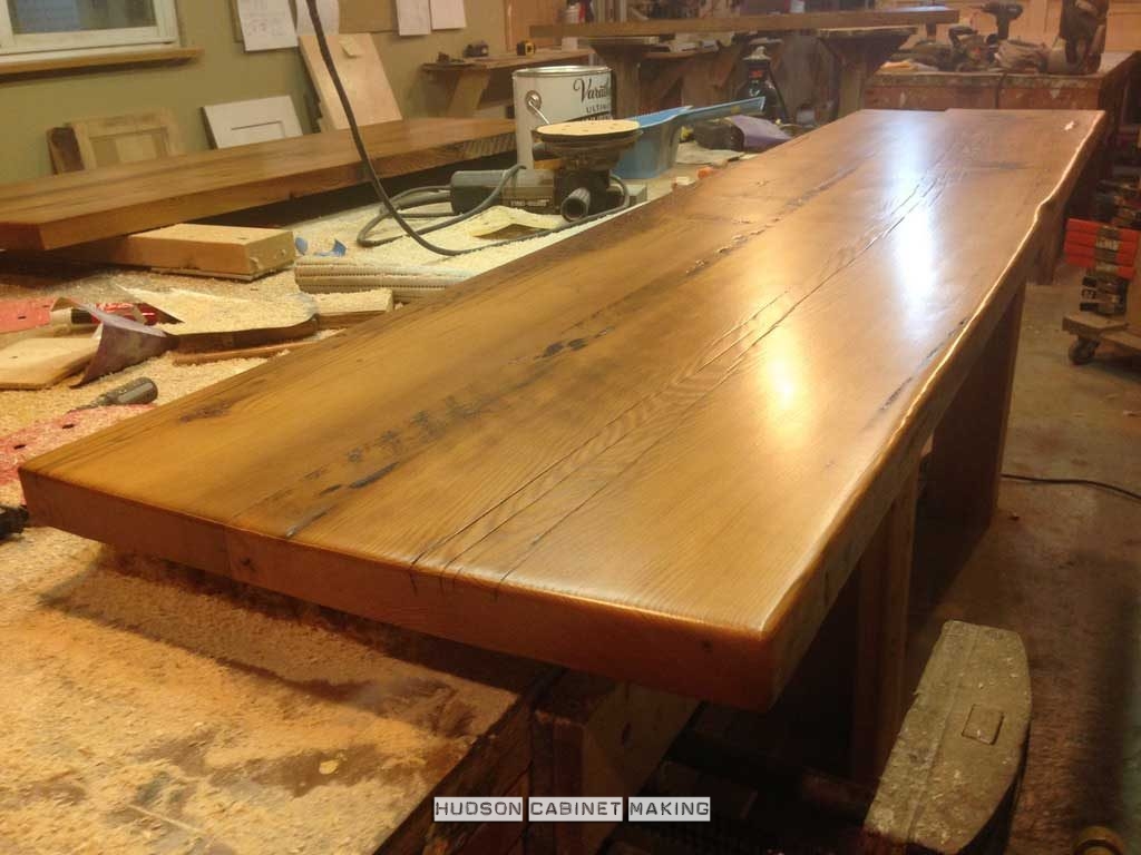 a counter top made from reclaimed wood