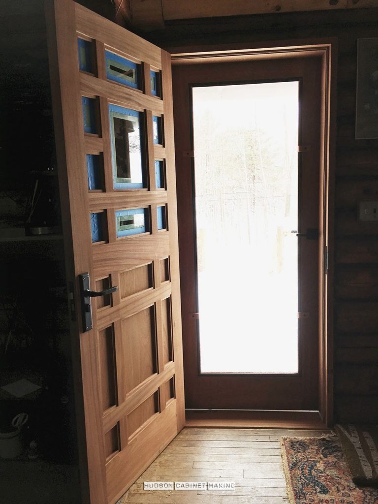 mahogany entry door installed