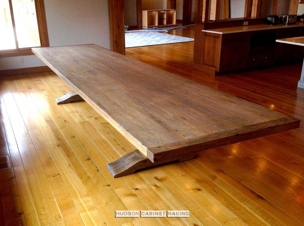 large trestle table stained to look old